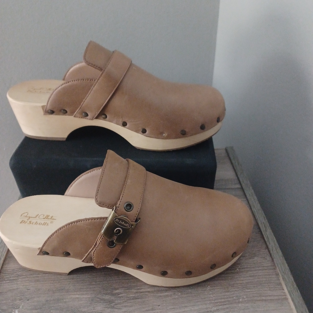 Dr. Sholl's Original Clog Brown Nubia Leather Sz 6